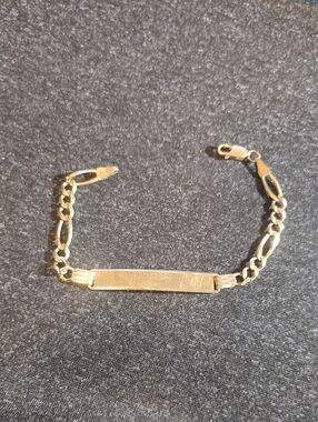 Solid 14k Yellow Gold Figaro ID Bracelet 7g 7.5" Michael Anthony (